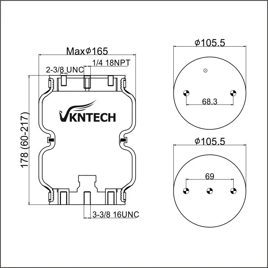 Double Convoluted Air Spring 2B5813 for Modified cars Double Convoluted Air Spring 2B5813 for Modified cars